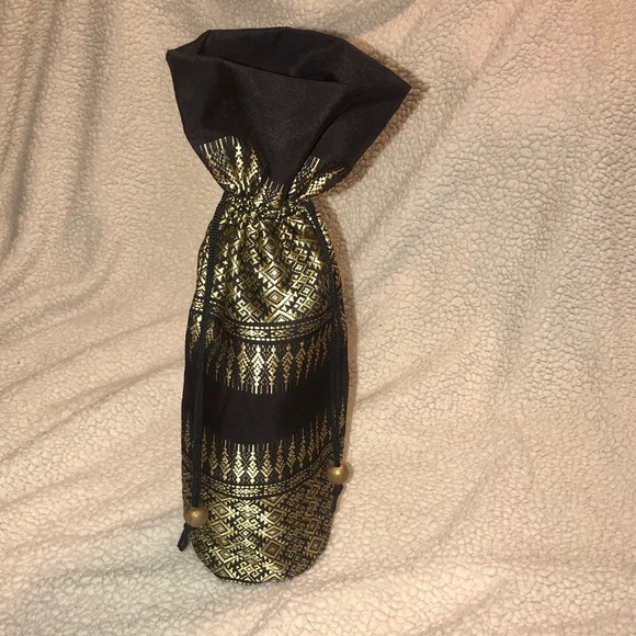 Gold and black holiday party Wine bottle bag - Picture 2 of 5